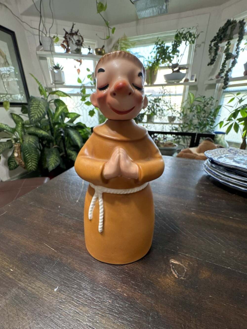 Lefton Friar Tuck Monk Decanter Vintage Ceramic Praying Padre 991